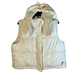 ALDI Gear Puffer Vest Hooded Womens Size Large Quilted Off-White Cropped NWOT